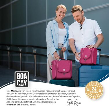 Дорожня косметичка BOACAY Extra Large для жінок, чоловіків та дітей, велика сумка для аксесуарів та гігієни (Колір: Cerise Pink - Сірий інтер'єр)