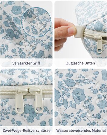 Косметичка для подорожей Wandering Nature для жінок з відділенням для пензликів, водонепроникна, велика, з перегородкою та ручкою (блакитна квітка)