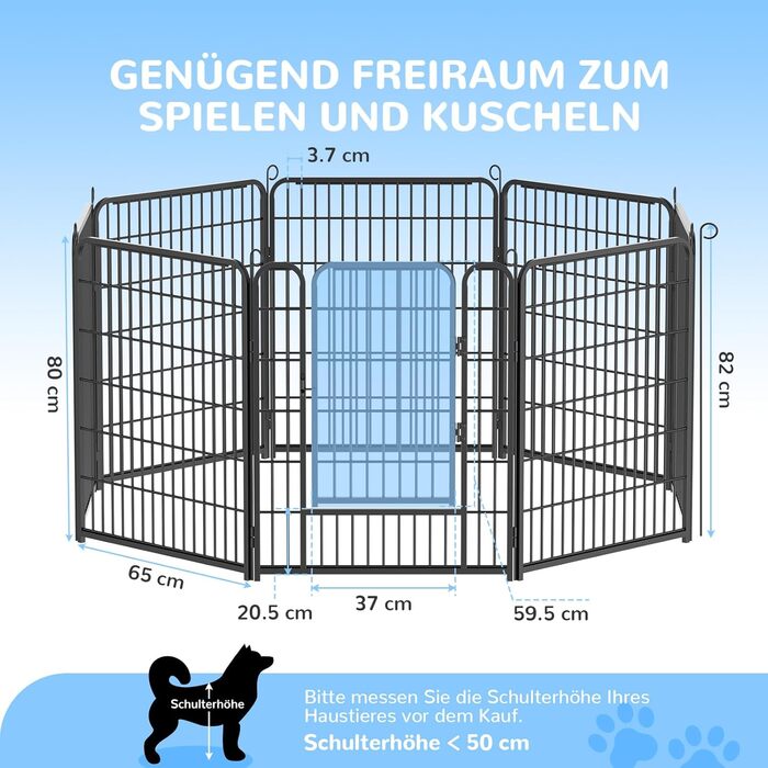 Клітка для цуценят з металу, 65 x 80 см, 8 перегородок, з дверцятами та замком