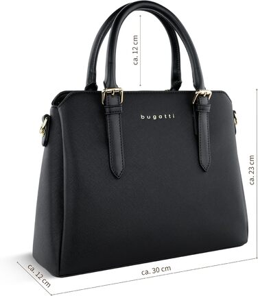 Сумка жіноча Bugatti Ella середнього розміру, штучна шкіра (Чорний Saffiano)