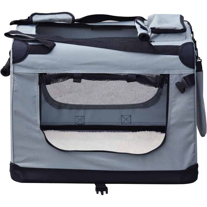 Складана переносна переносна коробка для собак та котів Fudajo, сіра, розмір S (50x35x35 см)
