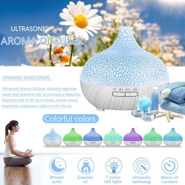 Аромадифузор 550мл, ультразвуковий зволожувач повітря, для ефірних олій, без BPA, ароматерапія, LED-підсвічування, для спа, йоги, спальні