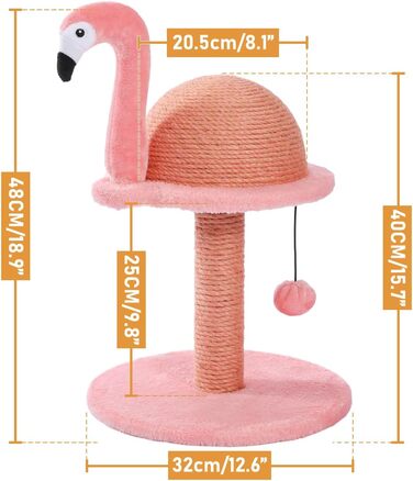 PAWZ Road Flamingo Scratching Post, creative scratching post, stylish cat tree, H: 48 cm, pink…