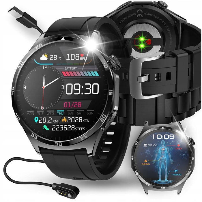 Чоловічий смарт-годинник JG Smart JGR-JS300 з функцією ЕКГ, сріблястий