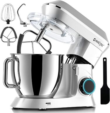 Планетарний міксер MalTecChef 2200 Вт, 6 л, 6 швидкостей, чорний, насадки для замісу тіста, збивання, кухонний комбайн