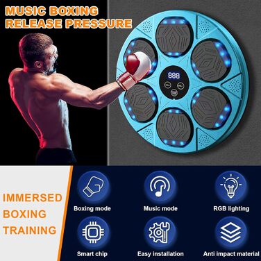 Music Boxing Machine with Bluetooth & LED Lights - Fitness Punching Bag for Adults & Kids
