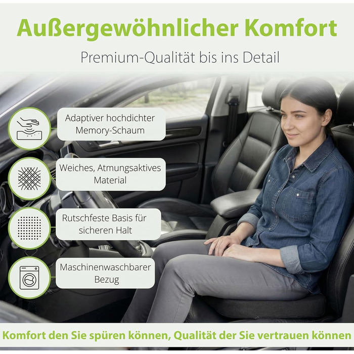 Подушка ортопедична автомобільна Feela® (Medium) – підтримка спини та куприка, 3 ступені жорсткості, чорна (60-80 кг)