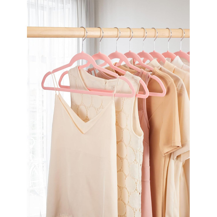 Вешалки для одягу HOUSE DAY, 20 шт. - вешалки з оксамиту, для костюмів, штанів, широкі, обертаються на 360°, рожеві
