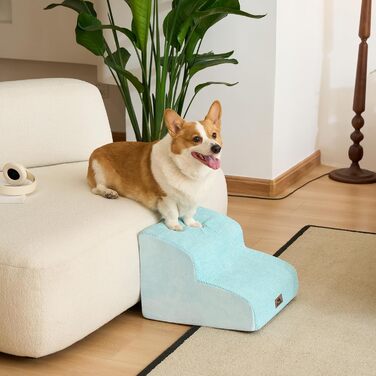 Сходинки для собак маленьких порід, 2 сходинки, 30 см, для дому, антиковзаючі, для котів та літніх тварин, сірі (блакитні)