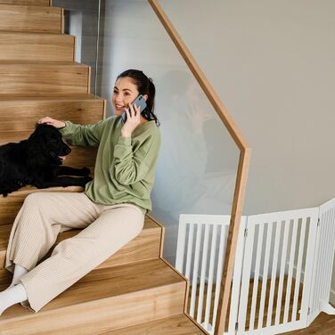 Захисне ворота для собак Relaxdays, 70x154 см, 3 панелі, складане, з ніжками, біле, MDF