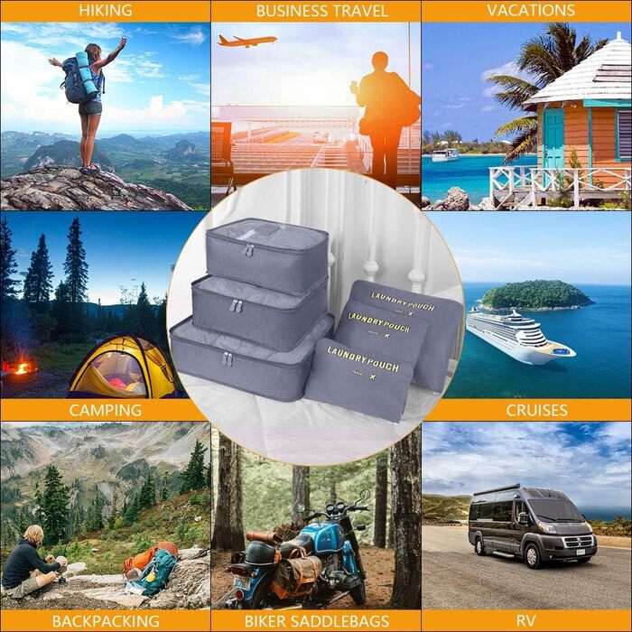 Органайзер для валізи Vicloon, набір 8/6 шт. - Packtaschen, аксесуари для подорожей, сумки-органайзери, косметички (сірий)