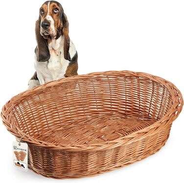 КADAX Лежанка для собак та котів з ротангу, гніздо для тварин, лежанка для собак, котячий кошик, лежак для тварин, лежанка для собак, місце для сну собаки. Спокійний кошик (19x80x61 см)