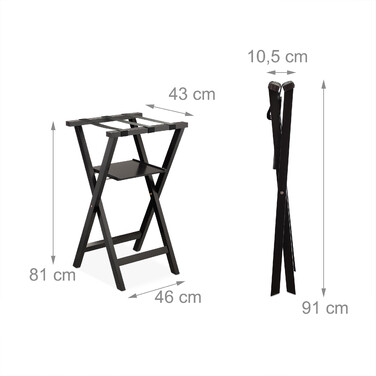 Relaxdays Black Suitcase Stand with Storage