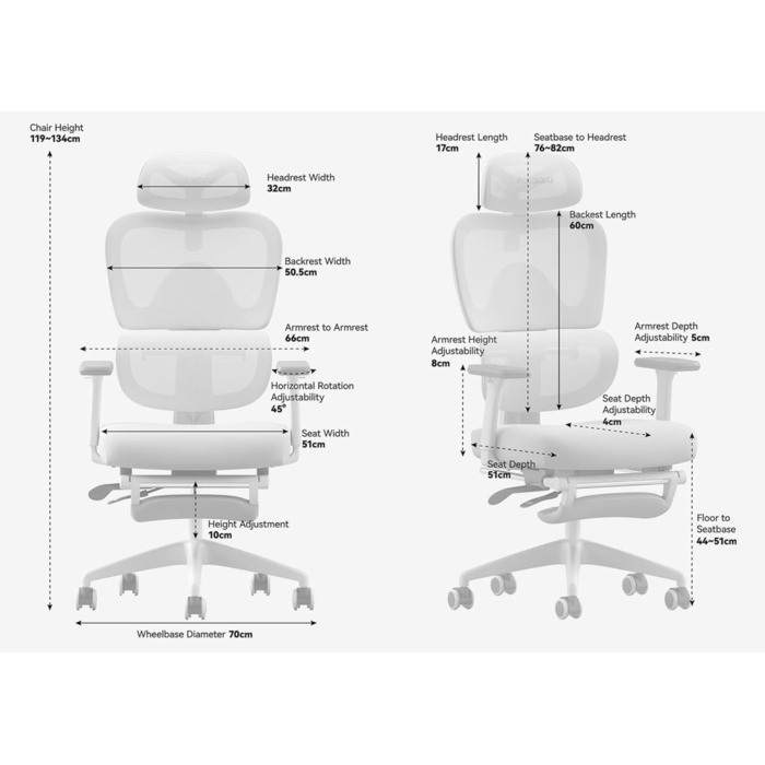 Ергономічне крісло Musso E600SE для офісу, з регулюванням поперекової підтримки, 3D підлокітники та підголівник, з підніжкою, для жінок, захист спини, бежевий