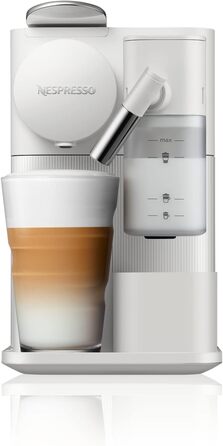 Кавова машина капсульна Nespresso De'Longhi Lattissima One EN510.W з автоматичною системою приготування молока, 3 кнопками вибору напоїв, резервуаром для води 1 л, тиском помпи 19 бар, швидким нагріванням за 25 секунд, автоматичним вимкненням, біла Porcel