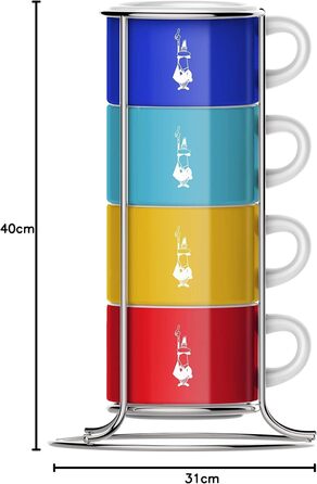 Набір чашок Bialetti Sechs, 7 штук, порцеляна, багатокольорові, 4 чашки