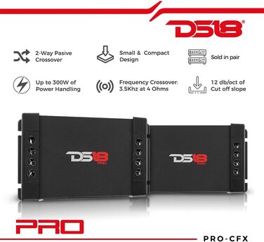 Пасивний кросовер DS18 PRO-CFX для автозвуку, 2-смуговий, до 300 Вт, ідеально для твітера та середньочастотника, 2 шт.