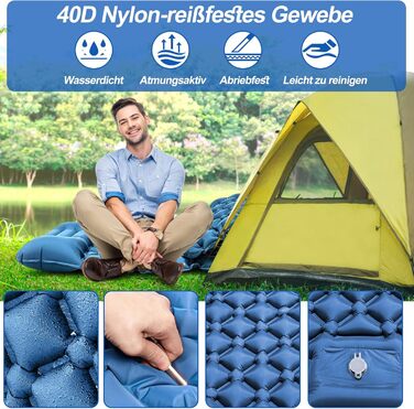 Isomatte HVIERO самонадувна, туристична, для кемпінгу, ультралегка, блакитна