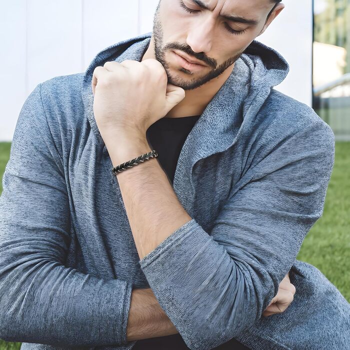 Чоловічий шкіряний браслет Casisto.J з нержавіючої сталі, плетіння, гравіювання, скандинавський стиль, чорний/сріблястий/золотий, з магнітною застібкою, у подарунковій коробці