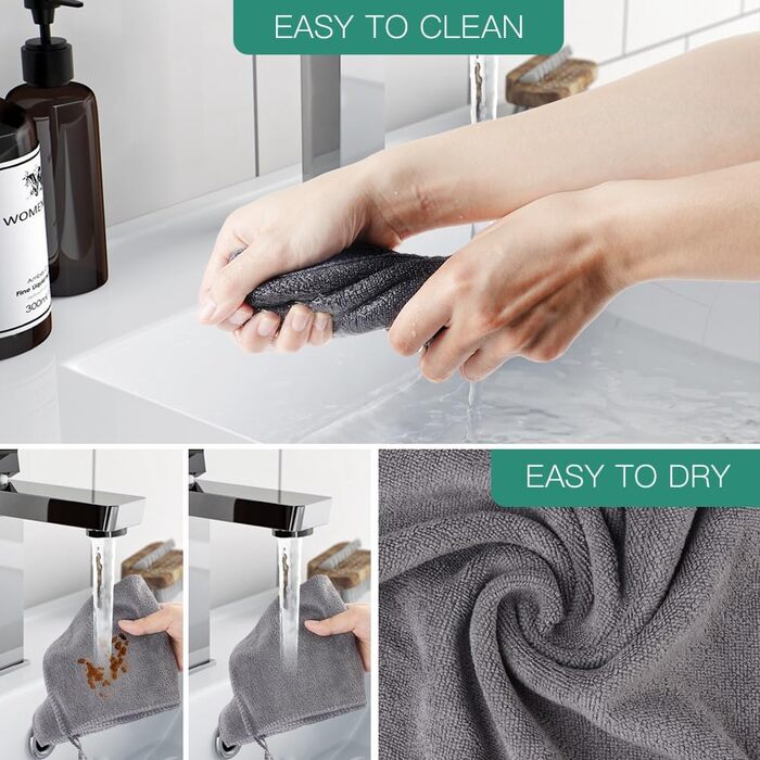 Мікрофібровий рушник URAQT, набір 12 шт. Швидковисихаючі рушники з мікрофібри для сауни, фітнесу, спорту, подорожей - рушник для фітнесу, спортивний рушник, пляжний рушник, 30x30 см