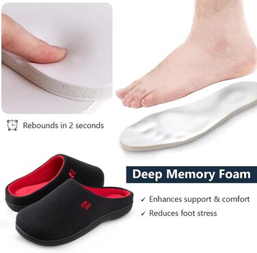 Чоловічі халапи RockDove Original з двокольоровим дизайном та піною з пам'яті (48 EU, чорний та червоний)