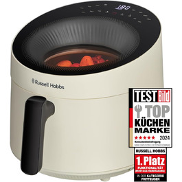 Аерофритюрниця Russell Hobbs SatisFry Panoramic 5 л, 10 програм, з оглядовим вікном, кремова, без масла, для смаження, запікання, грилю, до 200°C, легке очищення, модель 27421-56