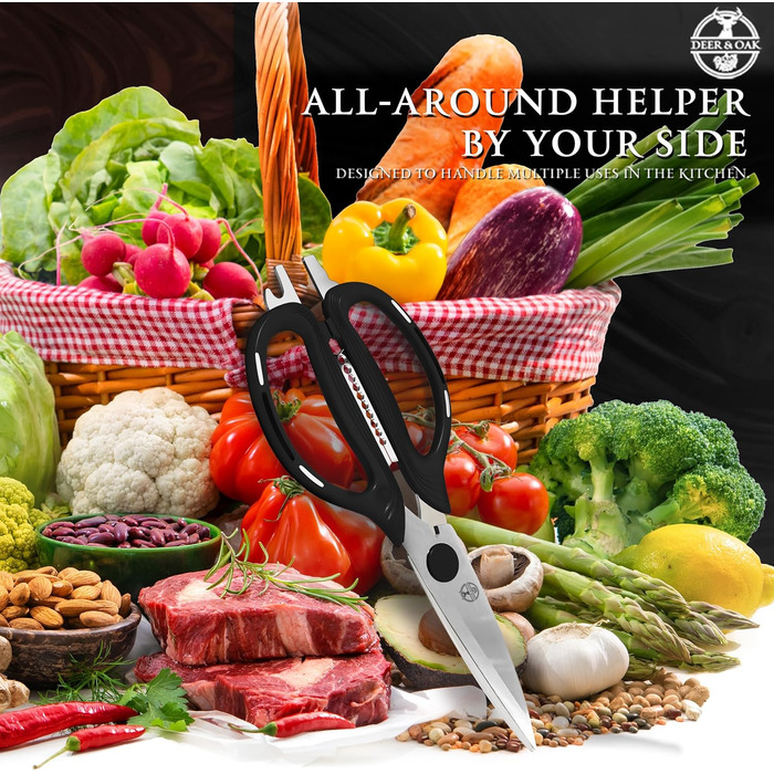 Кухонні ножиці Deer & Oak - екологічні, міцні, гострі (1 шт.) з ручками з переробленої кави