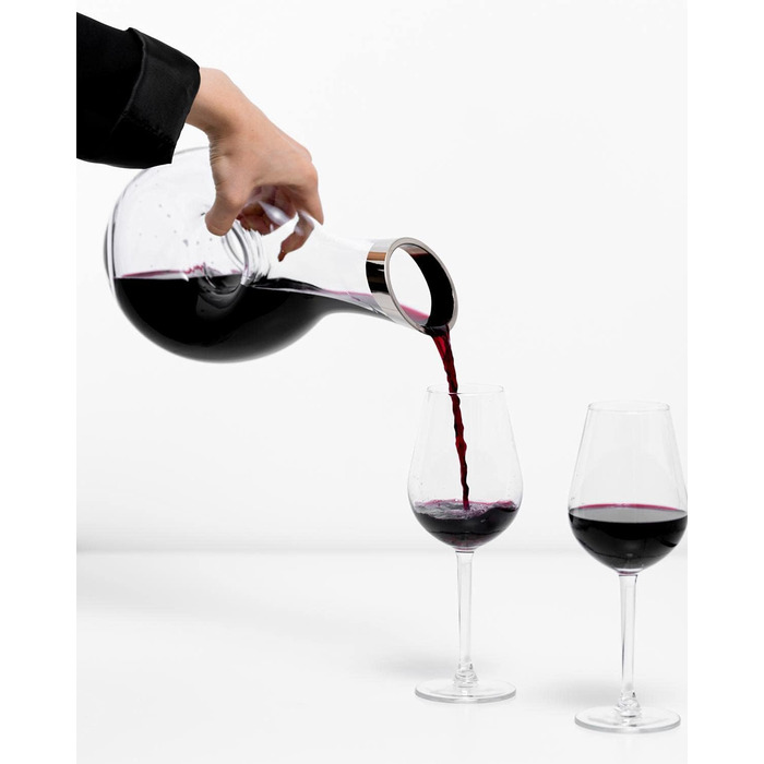 EDZARD Decanter Carafe Gordon, mouth-blown crystal glass with platinum rim, wine decanter for red wine, height 30 cm, capacity 1.2 liters