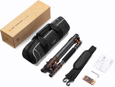 Штатив K&F Concept 172см з вуглецевого волокна, D255C4(SA255C1) - компактний штатив для камери/телефону, легкий трипод з функцією монопода, 1/4” гвинт, туристичний штатив з кульковою головкою 360° для DSLR, до 10кг