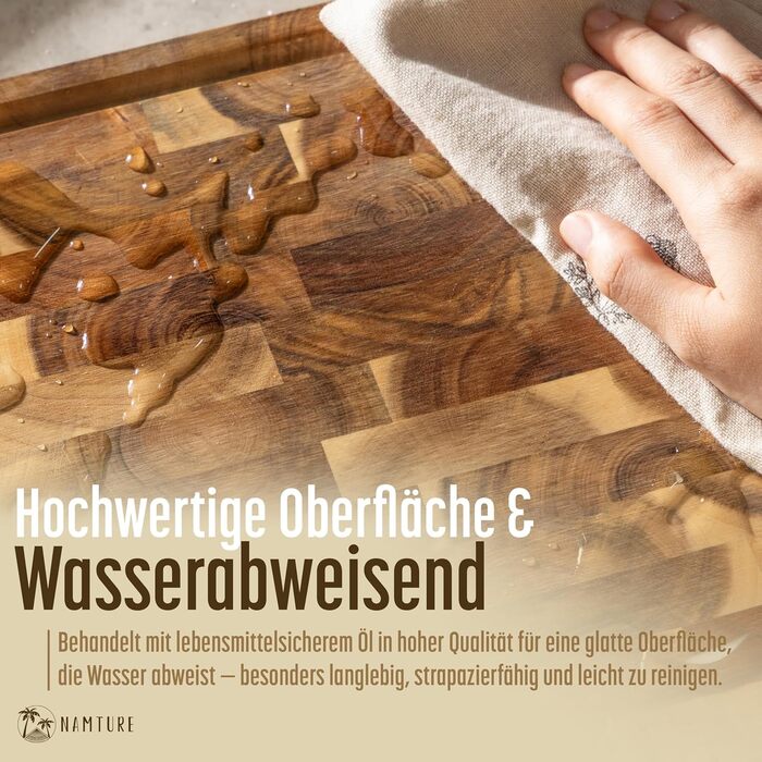 Дерев'яний обробний дошка Hackblock Classic з акації, 45 x 30 см, з канавкою для соку, преміум-якість