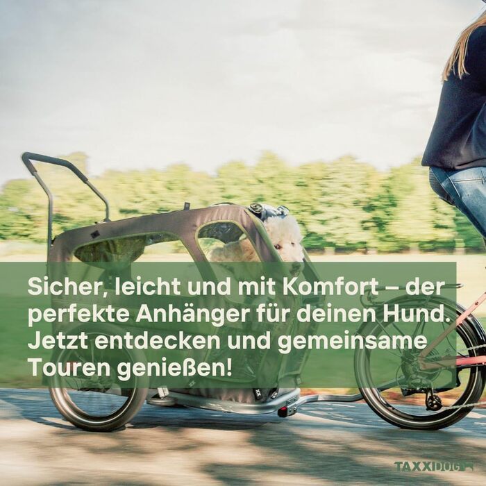 Фahrradanhänger TAXXI Dog M для собак до 40 кг - стабільний, з двома входами, сіткою, відбивачами, з'єднувачем, складаний, водостійкий