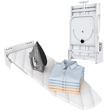 Відкидна гладильна дошка uyoyous 95x33 см з термостійким покриттям, компактна, поворотна на 180°, міцна, для дому, біла