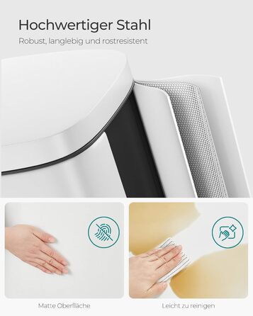 Відро для сміття SONGMICS 30 л з м'яким закриттям, сталеве, з внутрішнім відром, для кухні