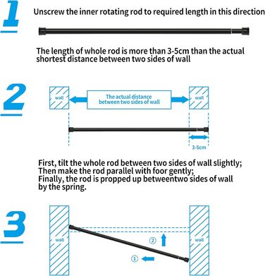 Штанга для штор без свердління, телескопічна, 83-160 см, діаметр 25 мм, для ванної, вікна, шафи, білий колір (1 шт.)
