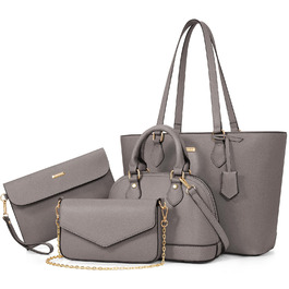 Bagsure Сумка жіноча (4 в 1): сумка-шопер, сумка на плече, ділова сумка для офісу, школи, подорожей (Сіра)