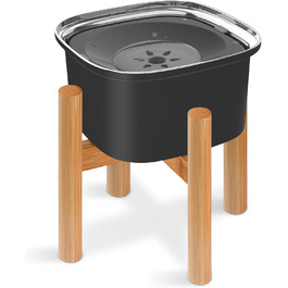Миска для води для собак Decflow 3L з піднятою платформою, нержавіюча сталь, велика місткість, без розливання, міцна бамбукова підставка, для собак маленьких та середніх порід (Чорний)