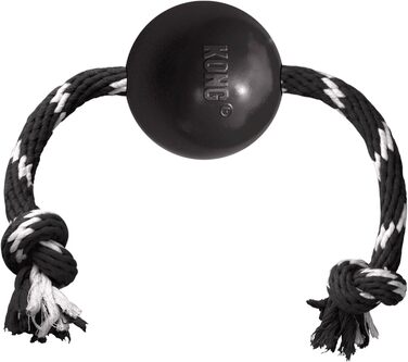 KONG Extreme Ball з мотузкою – міцна іграшка для собак із натурального каучуку, для великих порід, чорна