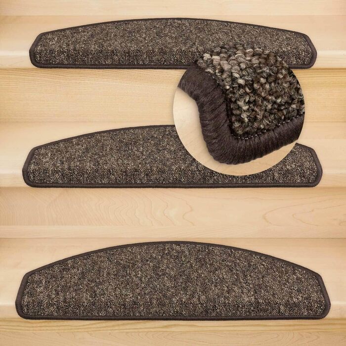 Сходинкові килимки Kettelservice-Metzker Imago: набір з 15 штук, колір кавовий, з ворсовим підкладом, антиковзаючі