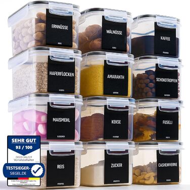 Набір контейнерів для зберігання Deco haus® 24 шт. з кришкою, герметичні - для кухні, паста, мюслі, борошно