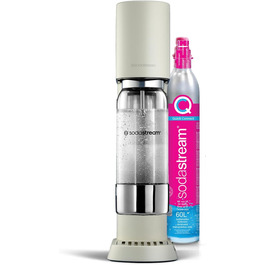 SodaStream enso™ Преміум Газовий Напоєвник | Нержавіюча сталь, дизайн Naoto Fukasawa | В комплекті: пляшка 1 л без BPA, серветка для очищення | Проста заміна CO2, сріблястий | З 1 балончиком CO2 (60 л)