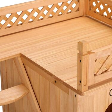 Двоярусний будиночок для котів та собак Tierhaus з дерева, сертифікат FSC®, 65x55x54 см - тераса, сходи, балкон