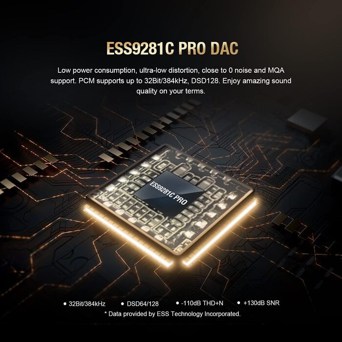 HIDIZS S3 PRO - портативний DAC-підсилювач, підтримка MQA, PCM 32Bit/384kHz, DSD128, USB-C, сріблястий
