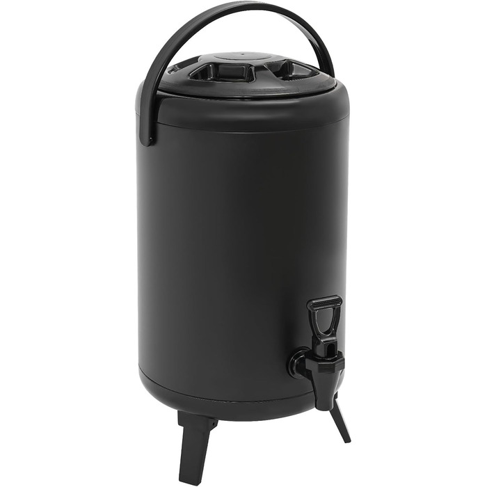 Stainless Steel Drink Dispenser, 10L Beverage Container with Spout, Cold and Hot Drink Dispenser for Parties and Camping (Black)