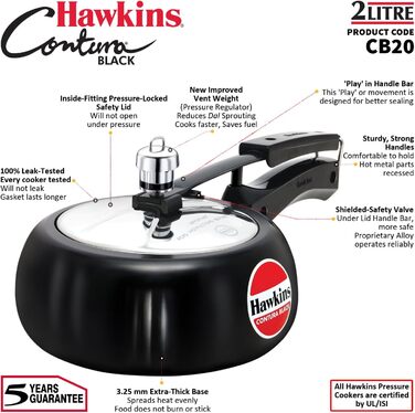 Скороварка Hawkins CB20 Contura Black, 2 л, анодована, швидкого приготування