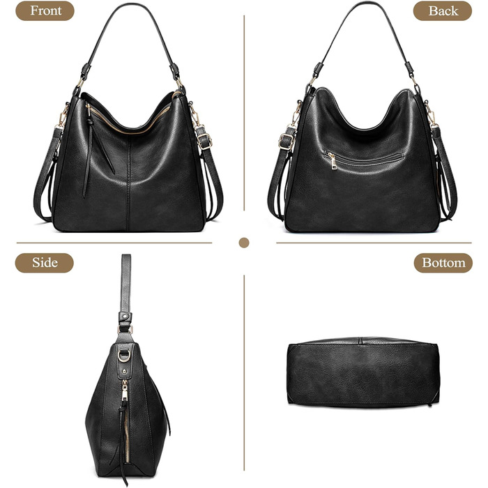 Сумка жіноча шопер велика елегантна через плече, PU-шкіра, колір кава, з кишенею, замок (B Schwarz)