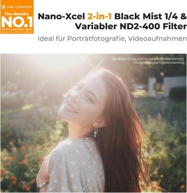 Фільтр K&F Concept 77mm Black Mist 1/4 та ND2-ND400 2-в-1 (Nano-Xcel Series)