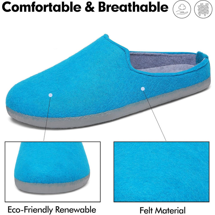 Тапочки халатні зимові Mishansha з фетру для жінок та чоловіків, розмір 36-48 (38 EU), темно-синій