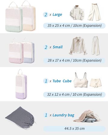 Набір органайзерів для валізи Narwey (6 шт.) - компресійні кубики для подорожей, рюкзаки, валіза, рюкзак, набір для пакування