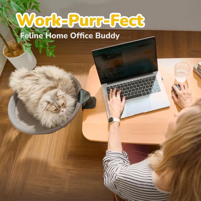 Підвісне ліжко для котів CATISM 360° - зручне котяче ліжко-гамак, сіре, 36x38 см, до 20 кг