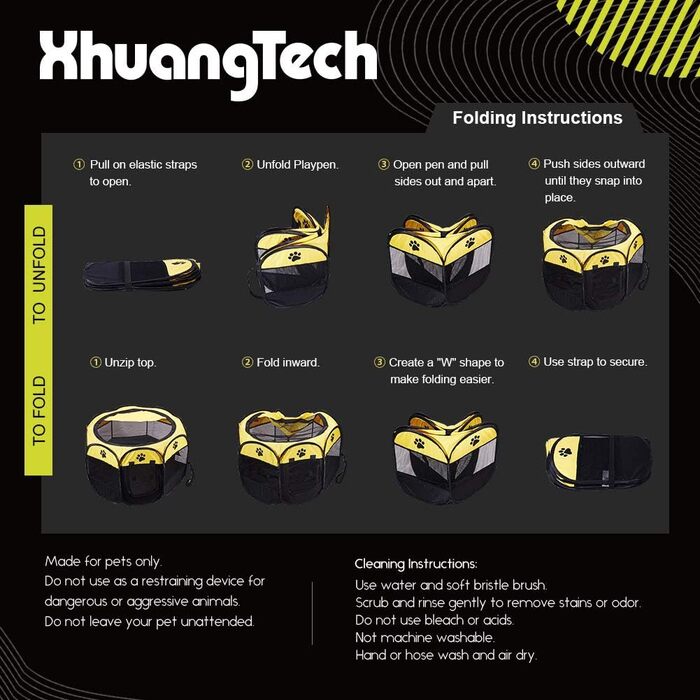 Клітка-манеж для собак та котів XianghuangTechnology, жовта, портативна, складана, діаметр 78,9 см x висота 58,9 см